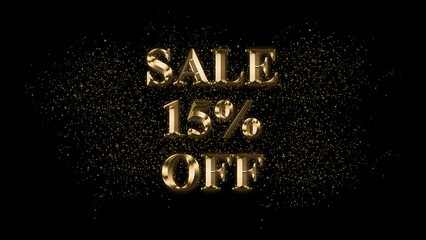 SALE 15% OFF, Gold Text Effect, Gold text with sparks, Gold Plated Text Effect