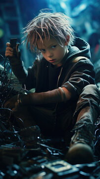Cyberpunk Dystopia: Child of the Wasteland, Generative AI