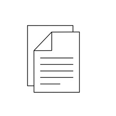 black isolated document paper icon on white background