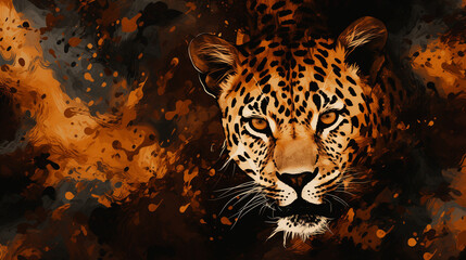 background with irregular spots and rosettes resembling the coat of a leopard.