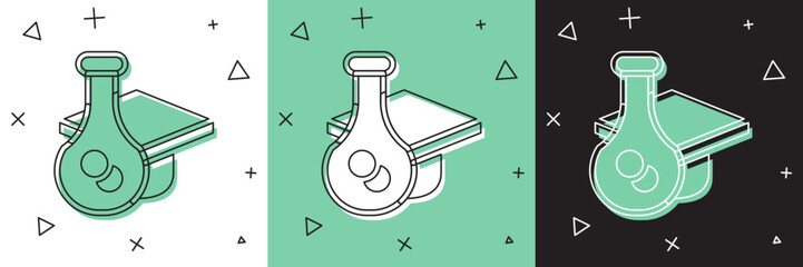 Set Graduation cap icon isolated on white and green, black background. Graduation hat with tassel icon. Vector