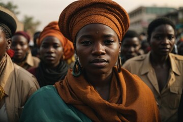 Fototapeta na wymiar African women protest in the streets for justice and equal rights.