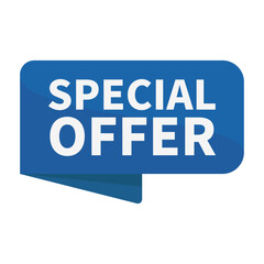 Fototapeta premium Special Offer In Blue Rectangle Ribbon Shape For Promotion Business Information Marketing 
