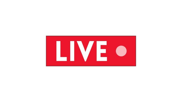 Animated live stream Live Icon on white background