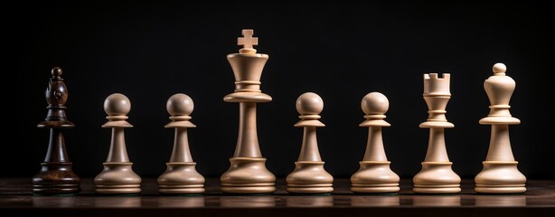 several chess pieces on a board against a dark background, banner, header