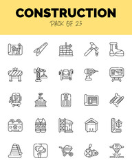 set of Construction Lineal Cut icons for logo & web. Vector illustration