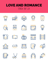 set of Love and Romance Two Color icons for logo & web. Vector illustration