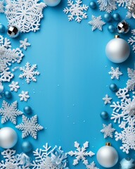 Merry Christmas and Happy Holidays greeting card, frame, banner. New Year. Noel. Christmas ornaments and gift on red background top view. Winter xmas holiday theme. Flat lay 