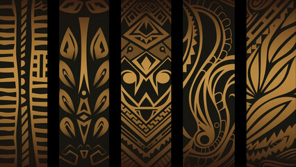 Authentic Tribal Patterns in Espresso Brown and Olive Drab