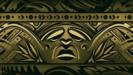 Authentic Tribal Patterns in Espresso Brown and Olive Drab