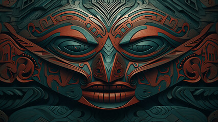 Deep Teal and Clay Red Tribal Patterns Earthy Tones