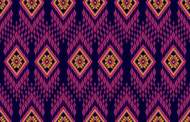 Fabric sealess Tribal pattern geometric ethnic oriental traditional on pink and white background.Aztec style,embroidery,abstract,vector.design for 