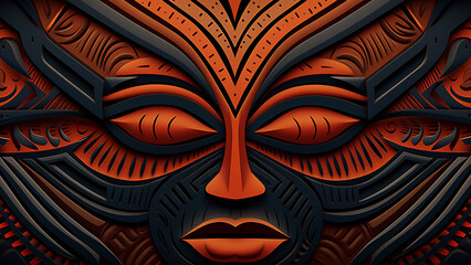 Earthy Elegance Charcoal Gray and Terracotta Tribal Patterns