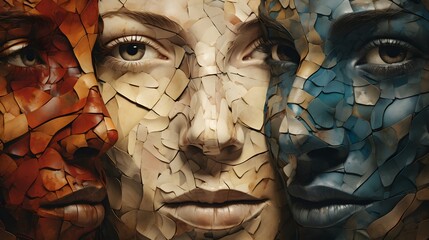 Multi-Faceted Abstract Human Portraits Depicting Diversity - obrazy, fototapety, plakaty