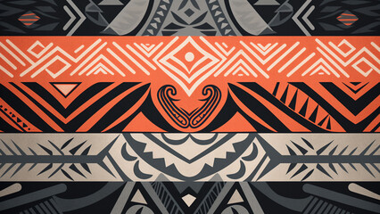 Muted Coral and Slate Gray Tribal Patterns Earthy Tones