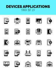 set of Devices Applications Lineal Fill Icons for logo & web. Vector illustration