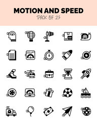 set of Motion and Speed Lineal Fill Icons for logo & web. Vector illustration