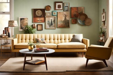 Recreate the allure of a retro sofa in a vintage-inspired setting with a touch of nostalgia. 