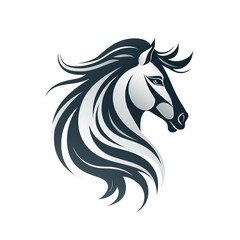 minimalistic logo emblem tattoo with a horse head on white isolated background