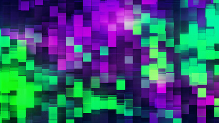 Neon Green and Digital Violet Pixelation Modern Pattern