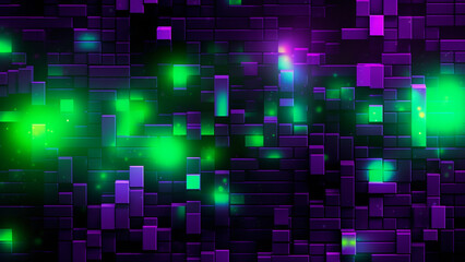 Neon Green and Digital Violet Pixelation Modern Pattern