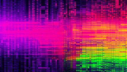 Neon Yellow and Magenta Pixelation Modern Abstract Pattern