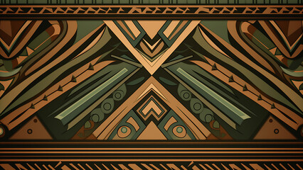 Sienna Brown and Sage Green Tribal Patterns Earthy Tones