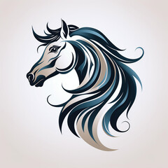Naklejka na ściany i meble minimalistic logo emblem tattoo with a horse head on white isolated background