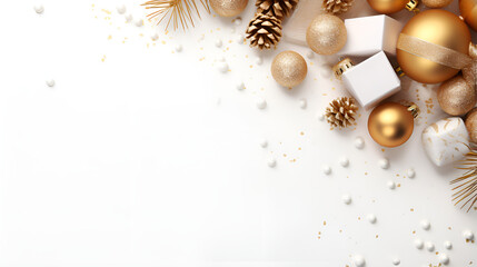 christmas decoration,christmas background with golden balls,Merry and Gold: Celebrating the Season with Sparkling Christmas Decor,Glimmering Holiday Magic: Christmas Background with Golden Baubles