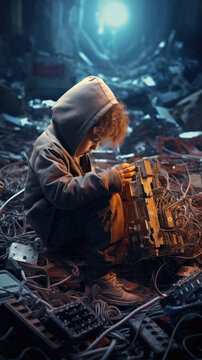 Cyberpunk Dystopia: Child of the Wasteland, Generative AI
