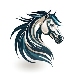 minimalistic logo emblem tattoo with a horse head on white isolated background