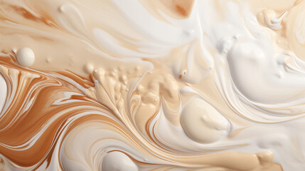 Abstract splash of Cappuccino and milk foam, creamy background - obrazy, fototapety, plakaty
