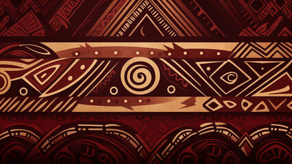 Tribal Elegance Deep Maroon and Tan Earthy Tones Pattern