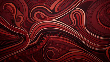 Tribal Elegance Deep Maroon and Tan Earthy Tones Pattern