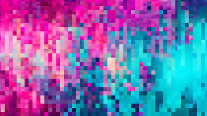Turquoise and Hot Pink Digital Pixelation Modern Patterns