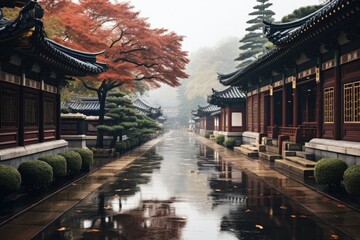 Korean ancient palaces, Rain and scenery.