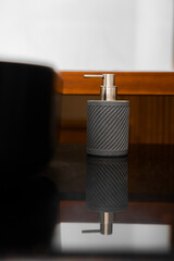 soap dispenser bathroom details interior marble table black bathroom 