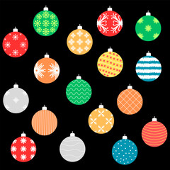 Christmas decoration ball set. Holiday event vector