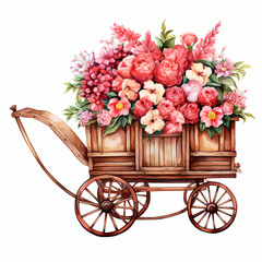 Fototapeta na wymiar Floral Cart Clipart isolated on white background