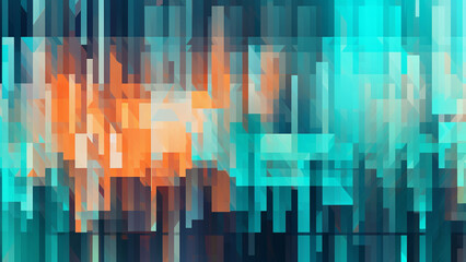 Vibrant Digital Modern Orange and Turquoise Abstract Pattern