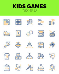 set of Kids Games Two Color icons for logo & web. Vector illustration