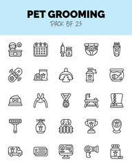 set of Pet Grooming Lineal icons for logo & web. Vector illustration