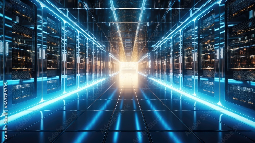 Aufkleber concept of computer server technologies for big data management supercomputer.