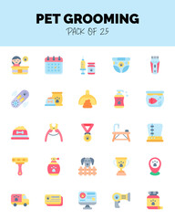 set of Pet Grooming flat icons for logo & web. Vector illustration