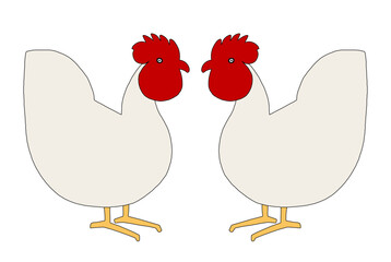 Illustration of a cute cartoon rooster or chicken, cock. Color and size can be changed.