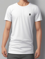 Blank white tshirt mockup on black background front view, generative ai