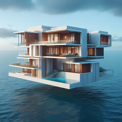 modern villa over ocean