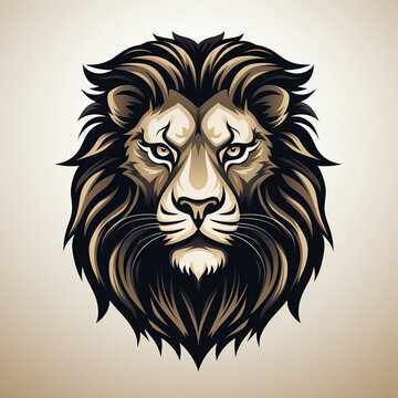 logo emblem with a lion head on white background