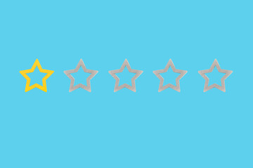 Gold, gray, silver five star shape on a blue background. The best excellent business services...