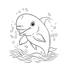 Cute Dolphin in water coloring pages - coloring book for kids